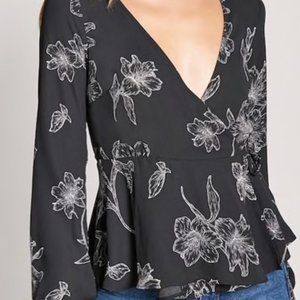 FOREVER 21 FLORAL WRAP TOP